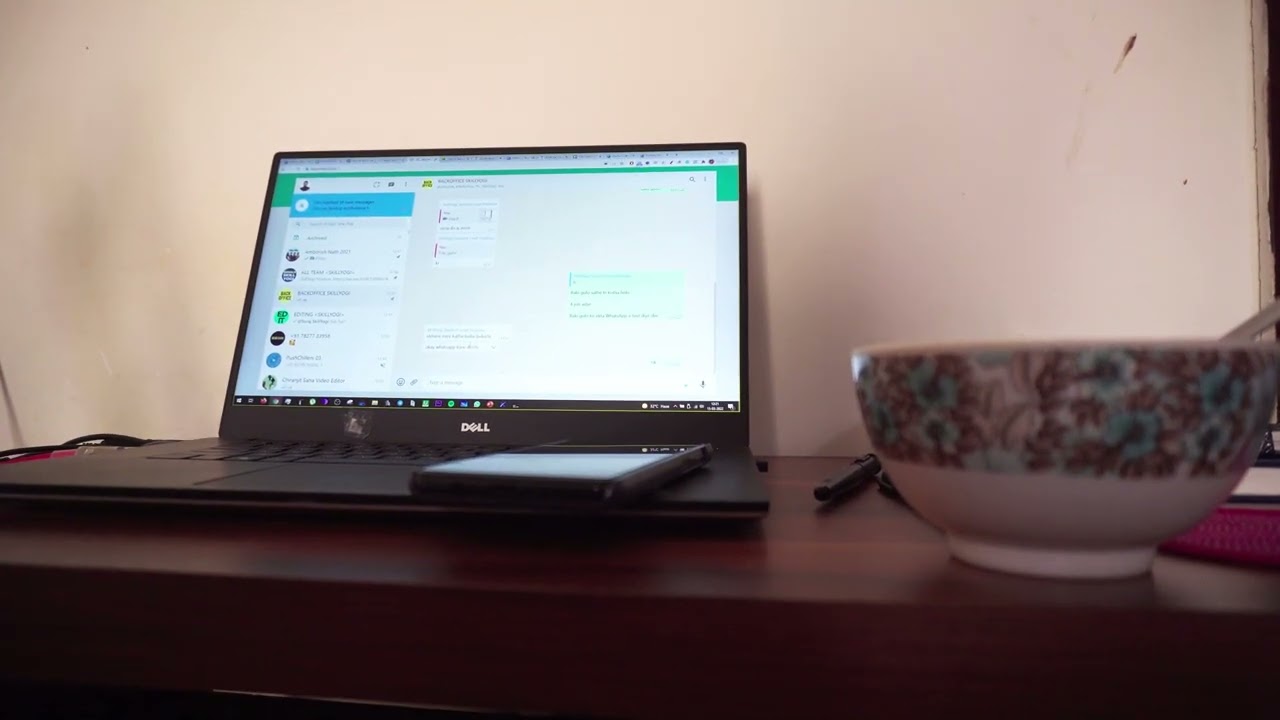 Laptop Empty Bowl Breakfast Work From Home Computer Table Stock Footage