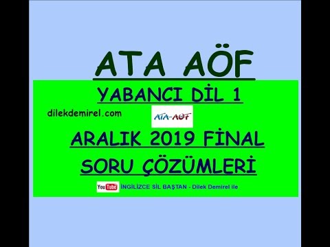 ATA AÖF İNGİLİZCE 1 Aralık 2019 Final Sınav Çözümü