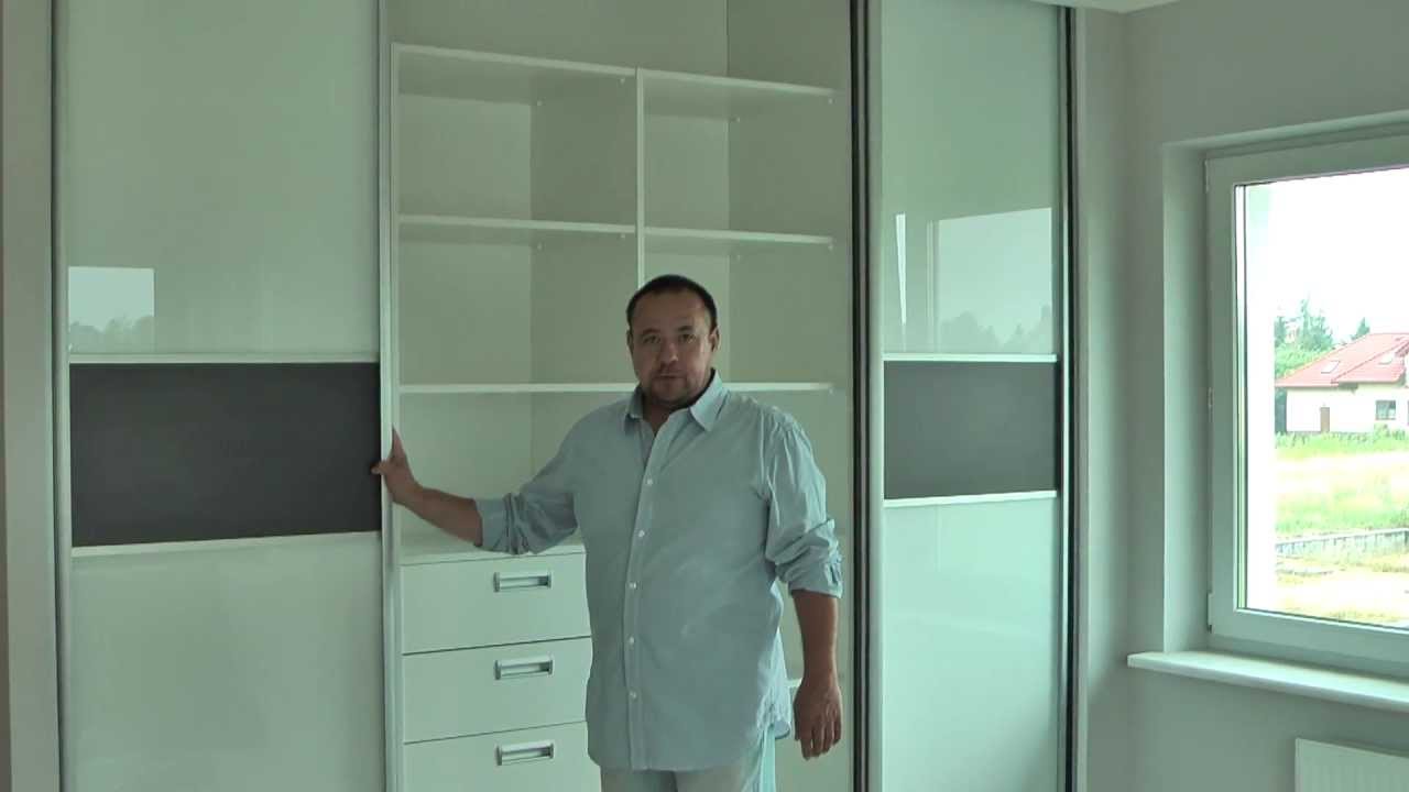 Nowoczesna szafa wnękowa - biały lacobel