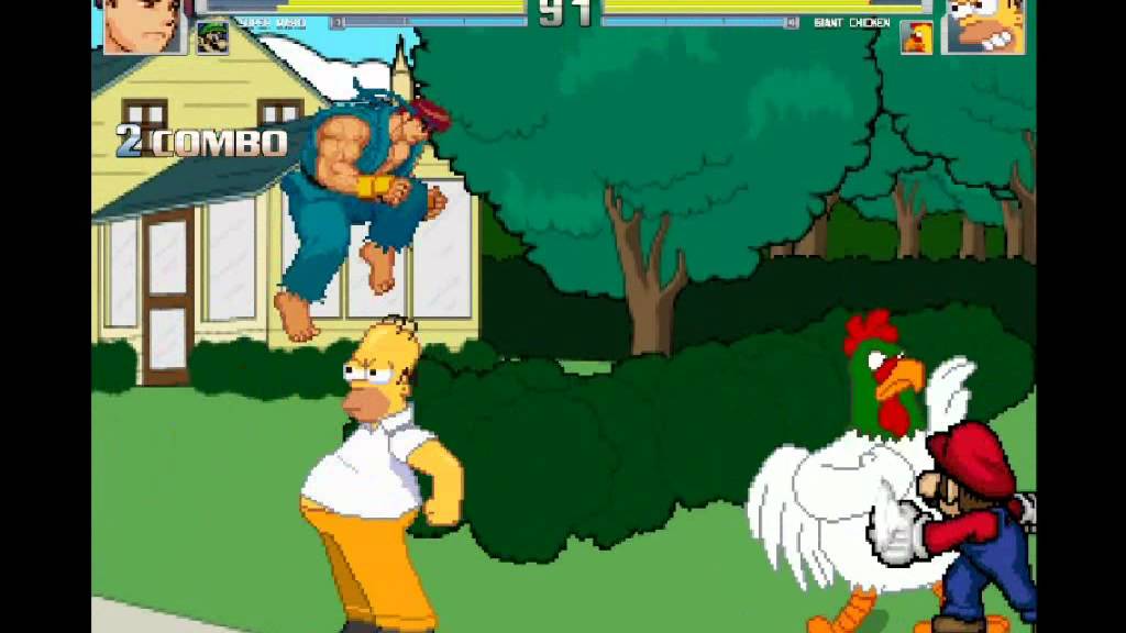 HomerAlltheWay's M.U.G.E.N. #6 - Ryu and Super Mario Vs. Homer and Giant Chicken