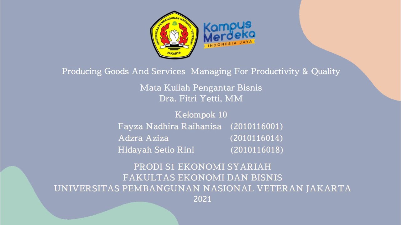Producing Goods And Services Managing For Productivity & Quality Kelompok 10 YouTube