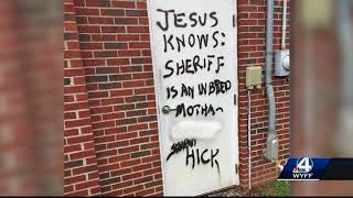 Sheriff Chuck Wright says someone vandalized church with ‘something bad about me’