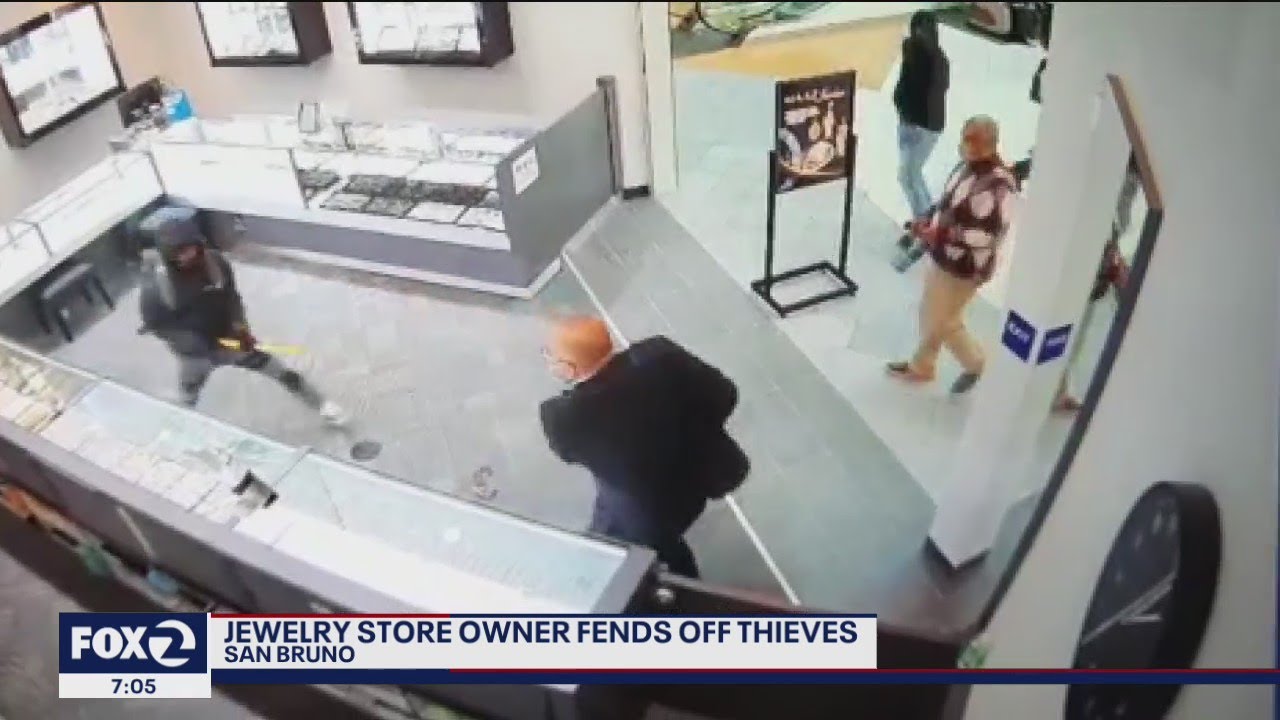 San Bruno jewelry store owner fends off thieves YouTube