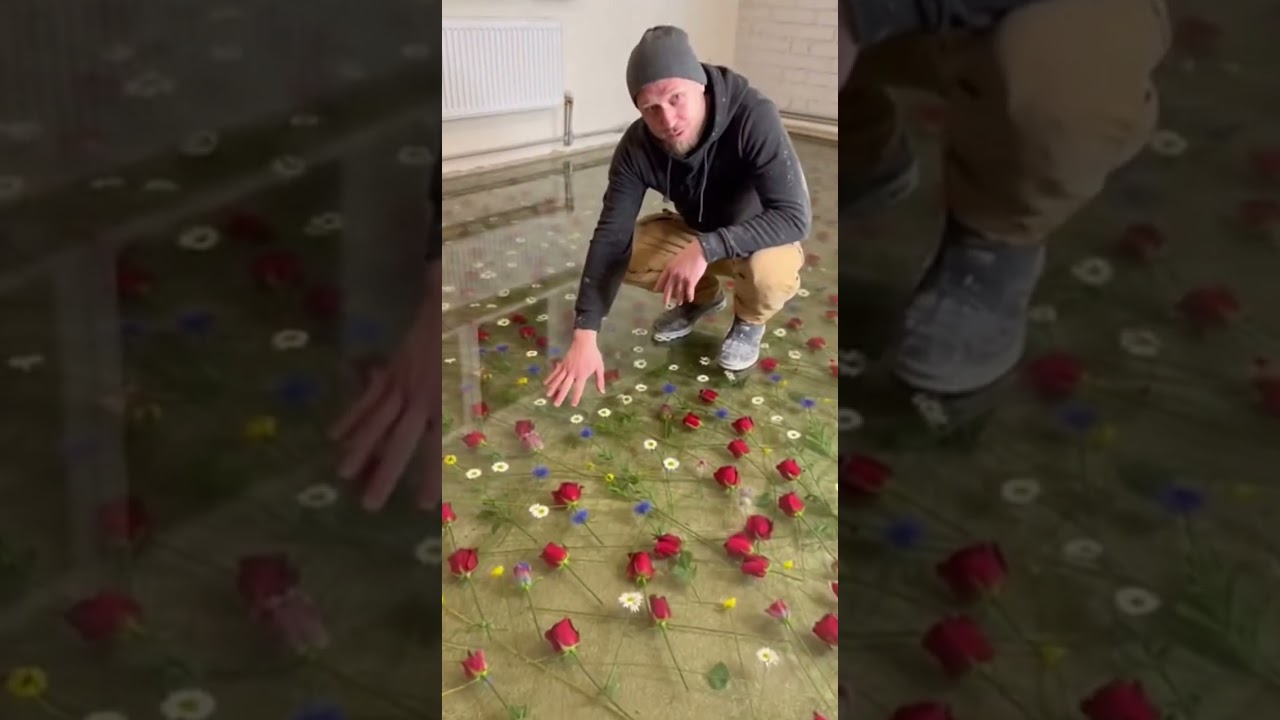 Пол из эпоксидки с живыми цветами нереально красиво!
