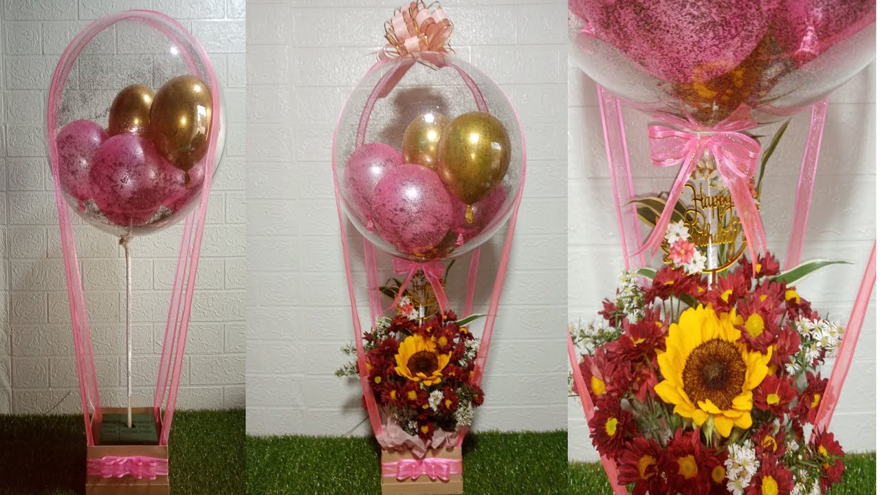 DIY HOT AIR BALLOON WITH FLOWER TUTORIAL HOT AIR BALLOON BOUQUET