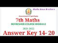 7th Maths Refresher Course Module Answer Key Unit -14, 15,16,17,18,19 and 20 TM Download PDF