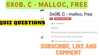 0x0B. C - malloc, free; ALX, Quiz questions