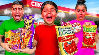 Eating Only SPICY GAS STATION Food For 24 Hours