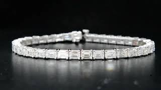 10.80 Carat Natural Emerald Cut East-West Tennis Bracelet (GIA Certified)