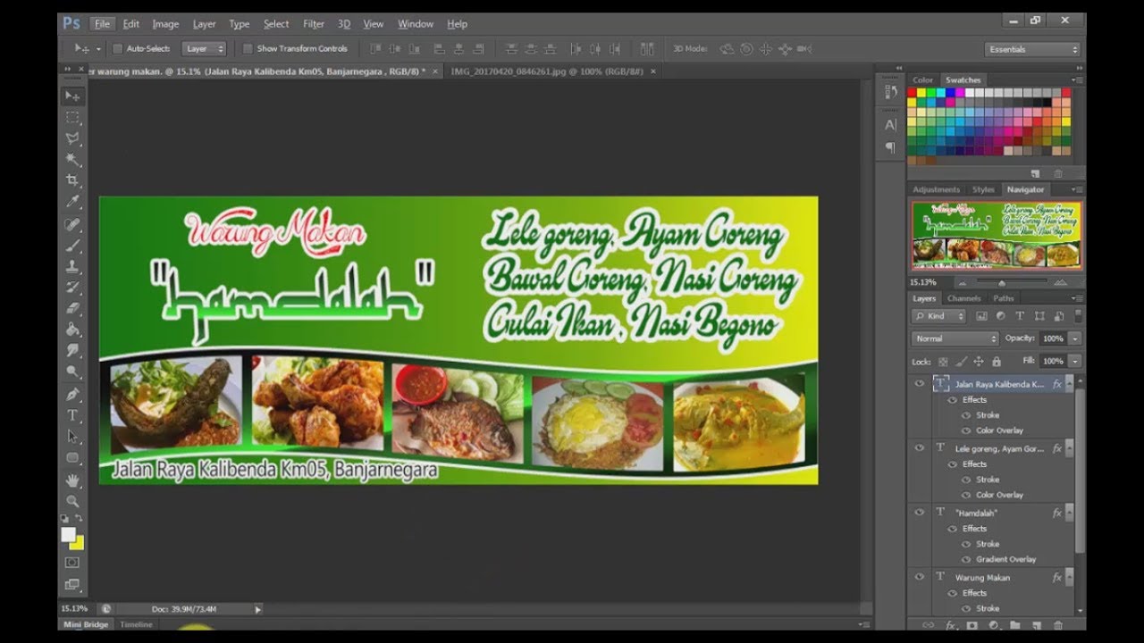  tutorial  desain  banner  warung makanan di  photoshop  YouTube