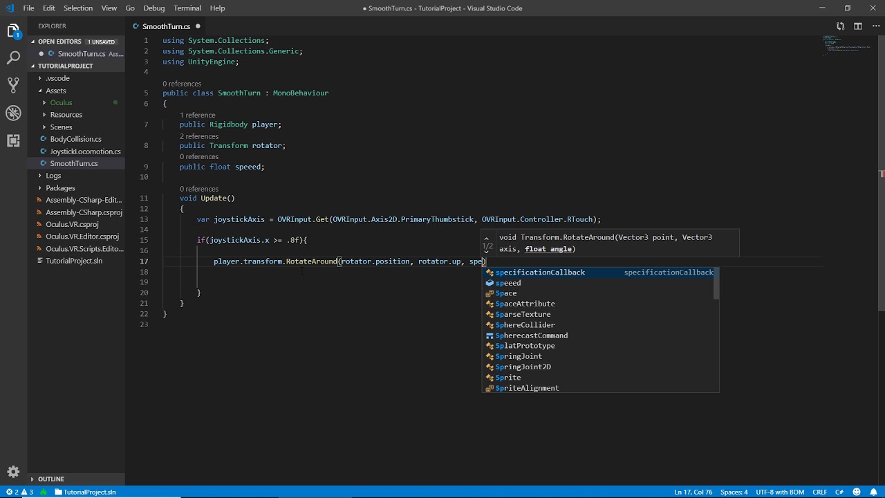 Unity VR Tutorial - Smooth Turn using OVR - YouTube