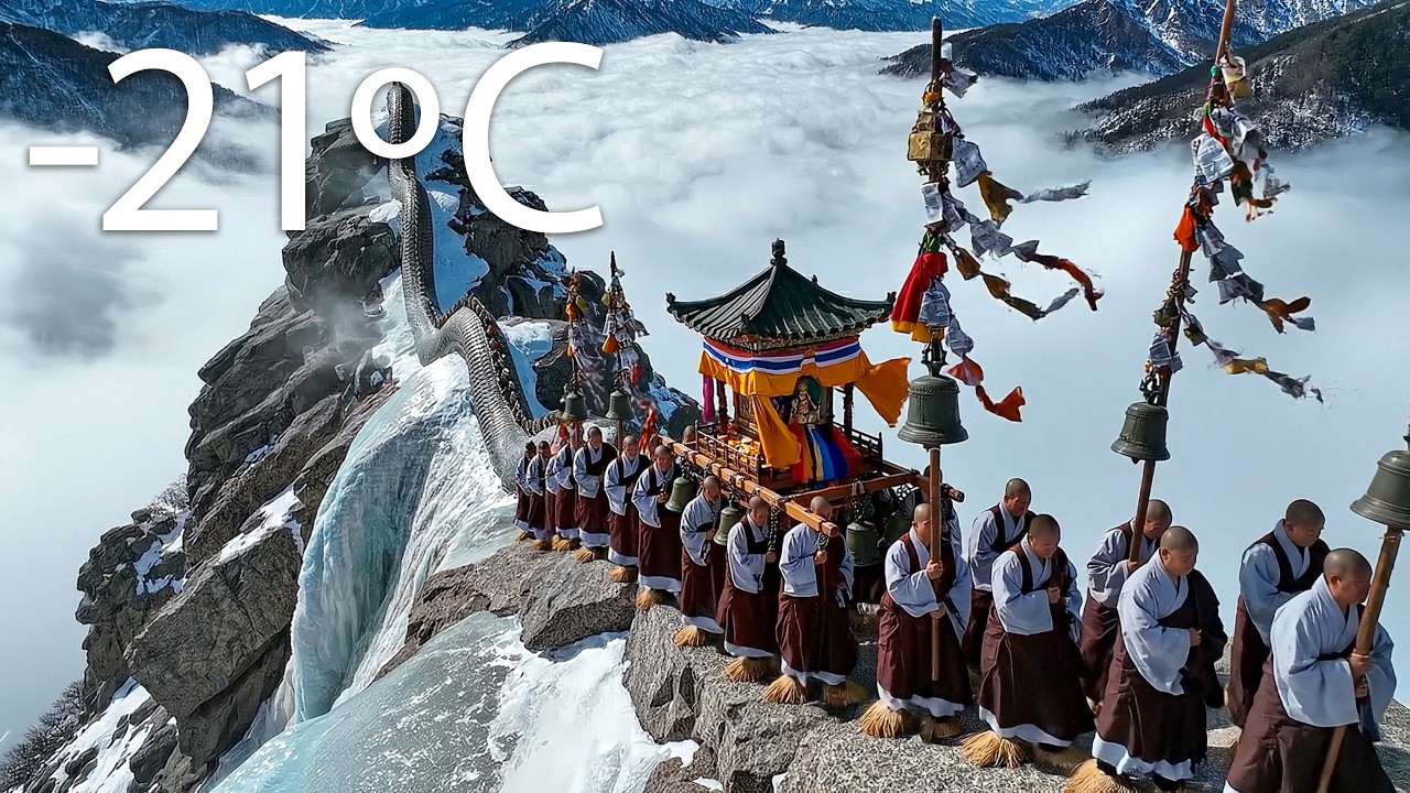 Seoraksan Granite Peak Ritual 2026 Korea 🇰🇷 | Ancient Hermitage Procession, -20°C Vertical Cliff 4K