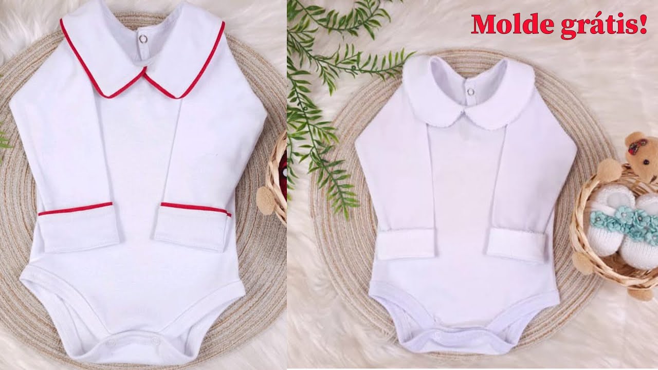 Como Fazer Body Bebê Gola boneca (molde grátis!)