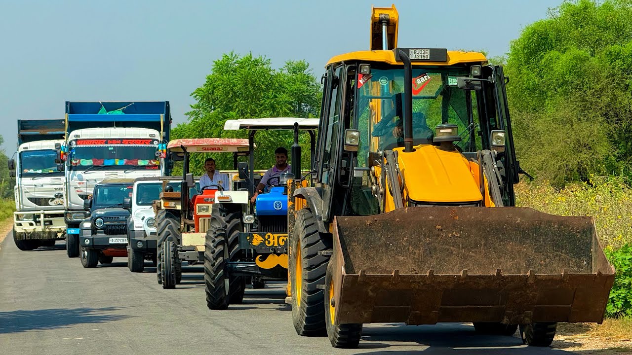 Jcb 3dx Loading Mud TATA Tippers Tractors Swaraj 855 Fe New Holland 3630 Tractor newjcb Thar truck