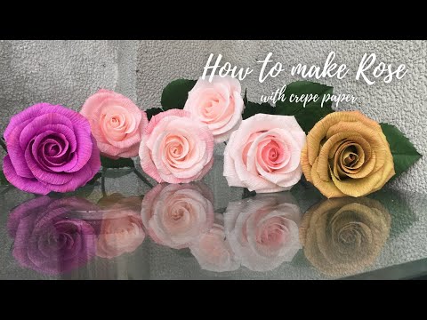 Làm hoa hồng bằng giấy nhún, How to make Rose with crepe paper| Giáng Sinh Handmade