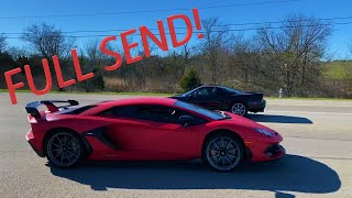 AVENTADOR SVJ BOUNCES OFF LIMITER FULL SEND!! Plus Ford GT, Carrera GT at Cars and Coffee Austin