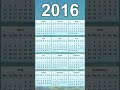 2016 Calendar 2016 Calendar