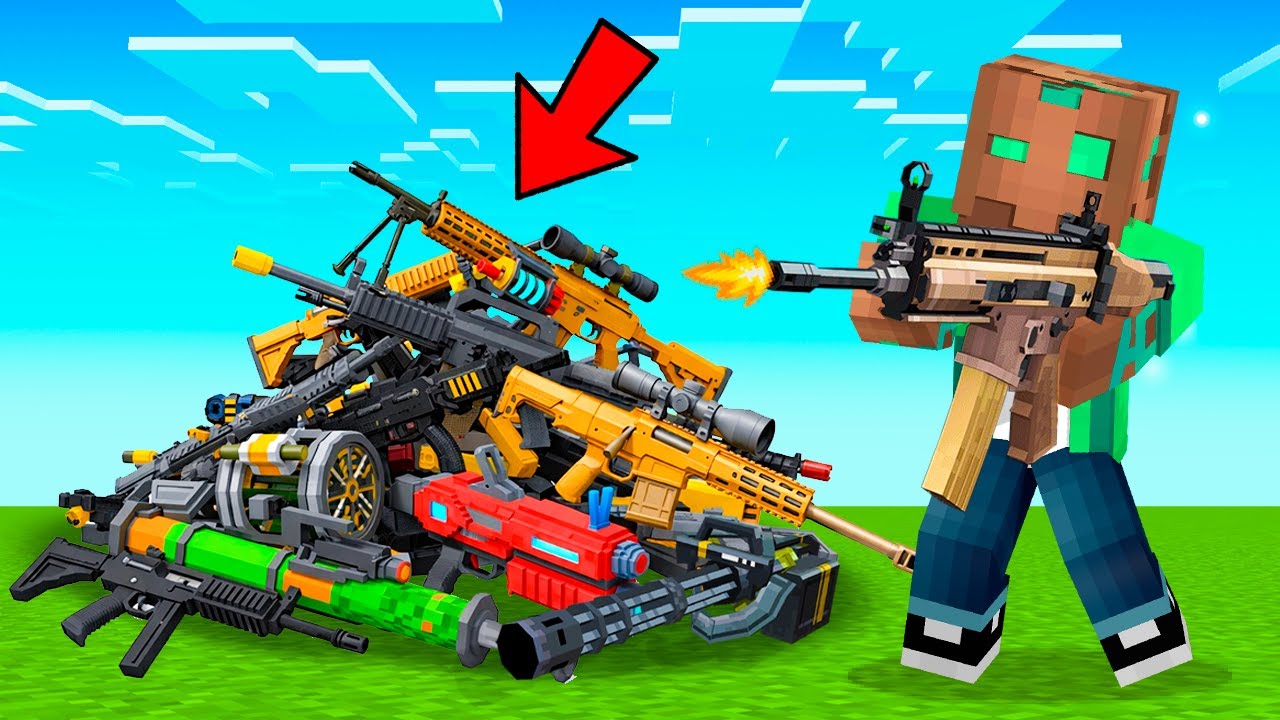 Usé TODAS las ARMAS REALES en Minecraft!