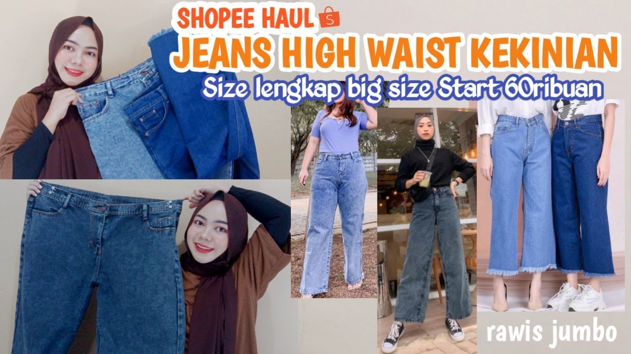 SHOPEE HAUL CELANA JEANS HIGH WAIST 
