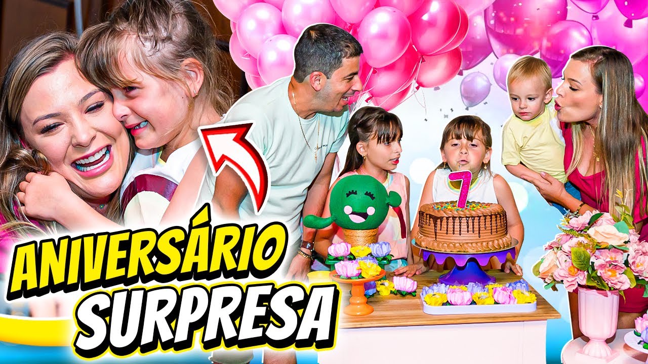 FESTA SURPRESA DE ANIVERSÁRIO COM MUITA EMOÇÃO 😍 7 ANOS 💋 JÉSSICA GODAR E LAURINHA E HELENA E
