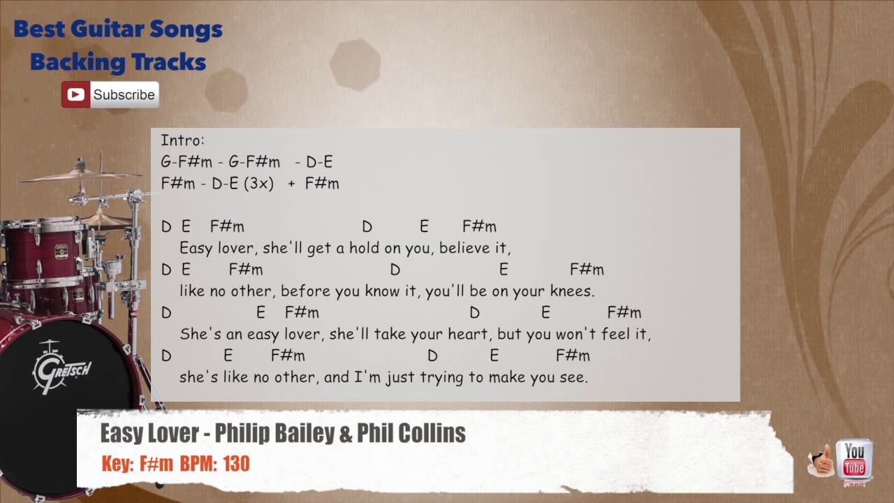 🥁 Easy Lover Philip Bailey & Phil Collins Drums Backing Track with