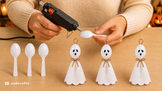 So Easy! 👻 I Turned a Plastic Spoon into a Cute Ghost! | Halloween Decoration Idea 🎃 