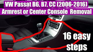 How to remove Center Armrest or Central Console on VW Volkswagen Passat B6 3C, B7 & CC (2006-2016)