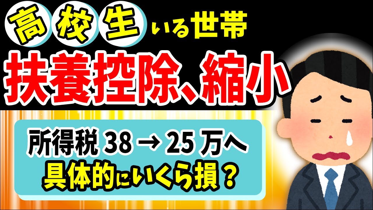 【超速報！】扶養控除38万円から25万円に縮小！高校生いる世帯､年収別でいくら損？【子育て世帯･児童手当･異次元の少子化対策/所得税･住民税/16～18歳/岸田内閣増税/令和6年･2024年税制改正】