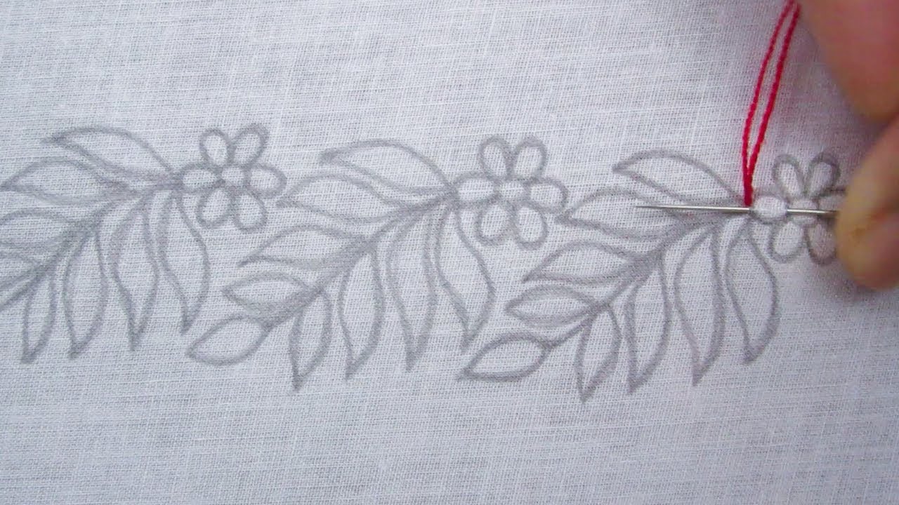 Hand Embroidery, Simple Border Line Embroidery Tutorial, New Border Design