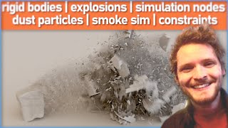 Blender Destruction Physics | Rigid Bodies, Explosions, SimulationNodes, Dust Particles, Smoke