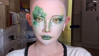 Ethereal Green Leaf Makeup 🌿 | Mesmerizing Botanical Eye Makeup Tutorial