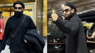 Ranveer Singh Gets Snapped At Airport Donning Black Overcoat And Mask