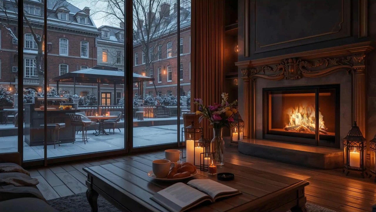 Cozy Winter Jazz Lounge ❄️ Relaxing Coffee Shop Ambience & Smooth Piano for Studying,Work & Sleep