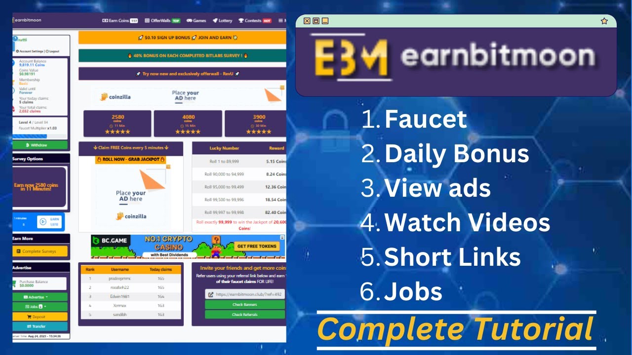 Earning Tutorial earnbitmoonclub best earning website tutorial | best earning website ...
