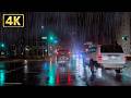 【雨音ドライブ】夜の雨が降る街を走る音でくつろぐ2時間20分(4K)