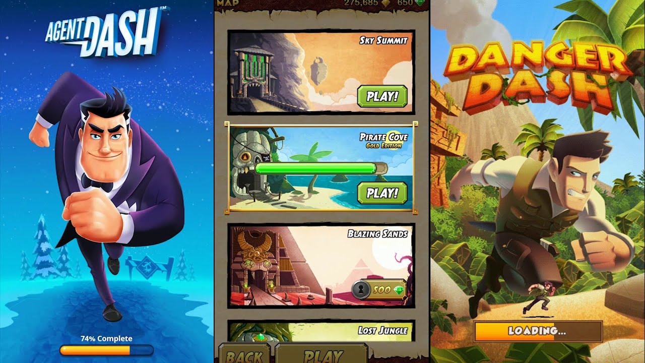 Agent Dash Vs Temple Run 2 Pirate Cove Vs Danger Dash - Endless Run ...
