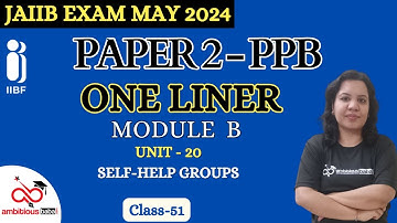 JAIIB May 2024 | JAIIB - One Liner Series | PPB - Module B, Unit 20 | Ambitious Baba