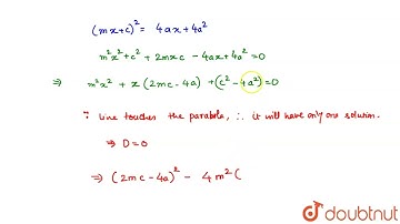 If the line y=mx+c touches the parabola y^(2)=4a(x+a), then | 12 | JEE MAINS | MATHS | RESONANCE...