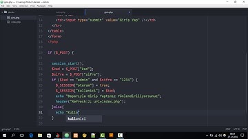 25. Php Dersleri - Oturum Yönetimi Örnek Uygulama