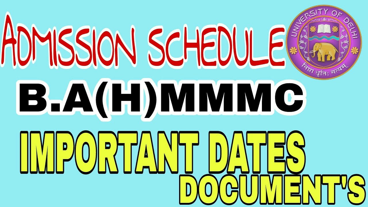 Bmmmc Admission Dates and documents || DU AMDISSION ||