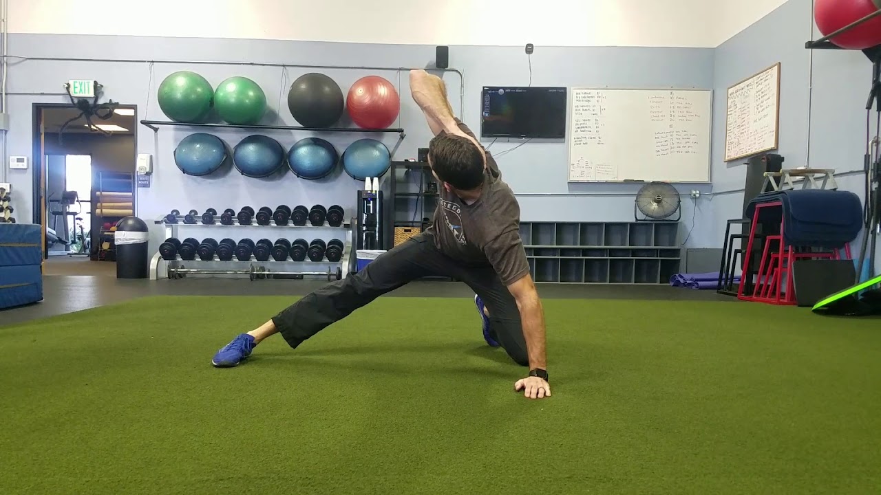 Adductor Stretch w/ Tspine Rotation - YouTube