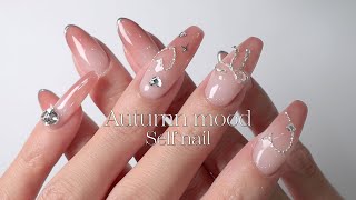 Autumn mood at home self nail / tip extension / autumn nail / cute nail / Korean nail / nail art