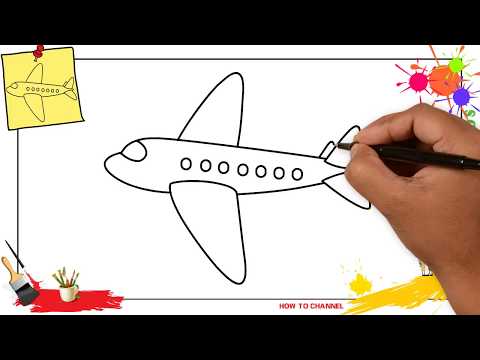 How to draw a plane EASY step by step for kids, beginners, children 7