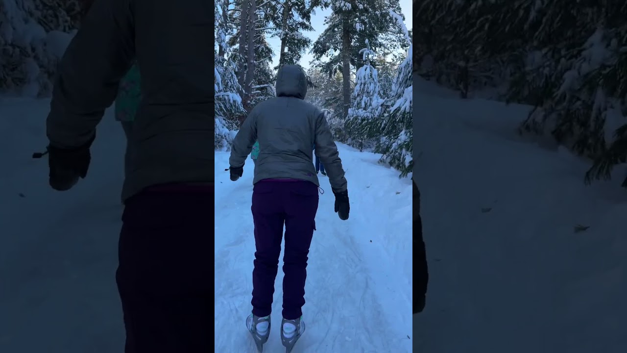 Skating on Ice Surrounded by Snow-Covered Trees 🤯 