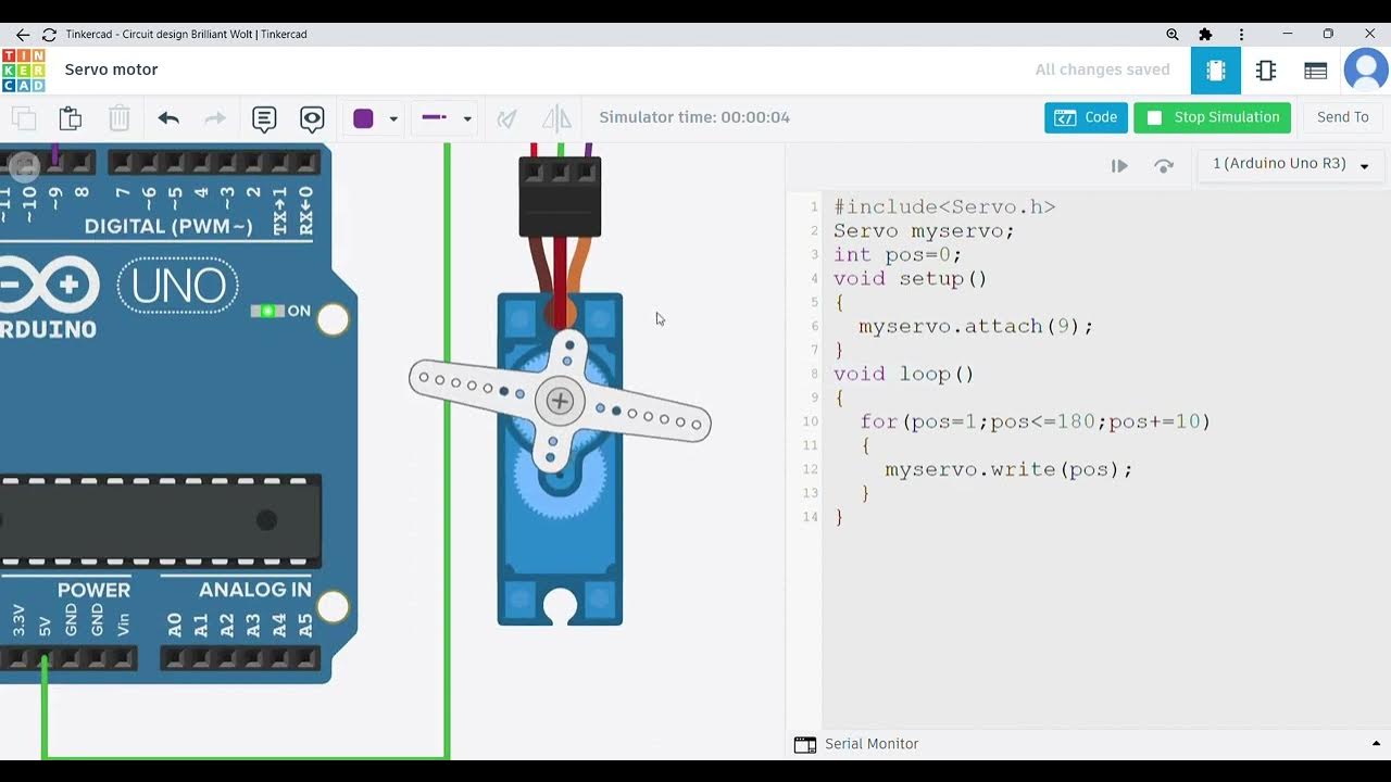Servo Motor Interfacing Tinkercad Arduino Tutorial Step by Step Guide ...