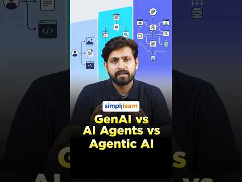 Generative AI vs AI Agents vs Agentic AI | Features And Differences Explained | #Shorts #Simplilearn