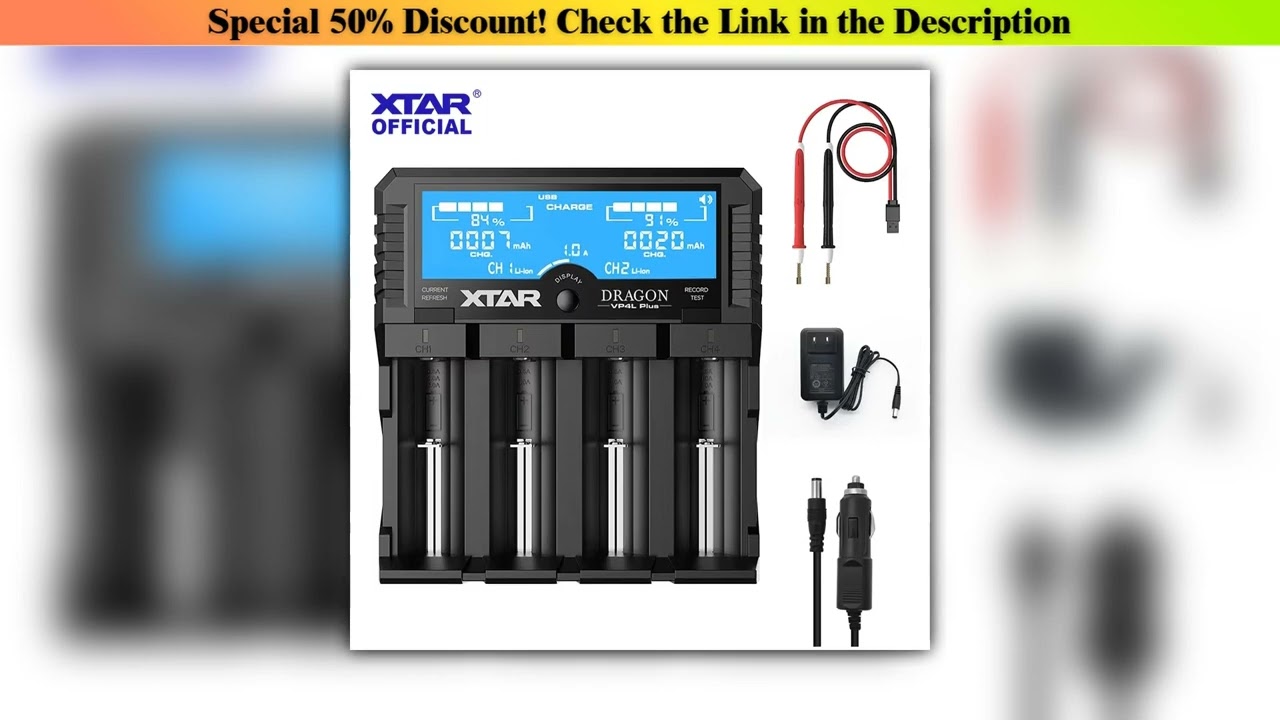 Deal XTAR VP4L PLUS 18650 Lithium iron phosphate battery charger Capacity voltage tester AA/AAA Rec