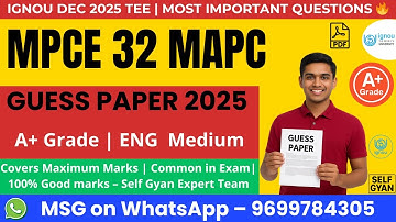 MPCE 032 Guess Paper MAPC IGNOU Important Questions 2025 | Score High Easily | Self Gyan