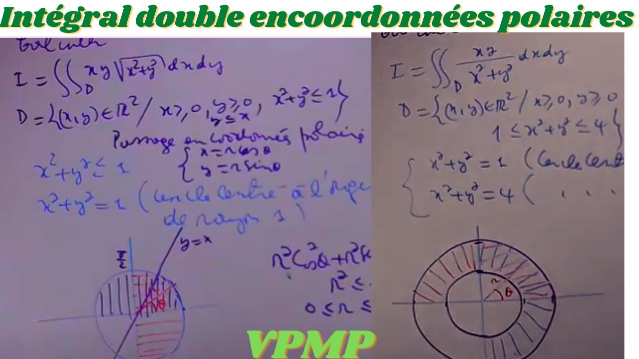 Intégrales doubles en coordonnées polaires-Exercice d'application: cours 9