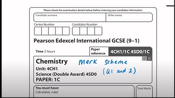 Pearson Edexcel iGCSE (9-1) Chemistry Double Award Mark Scheme - 4CH1 (4SD0)